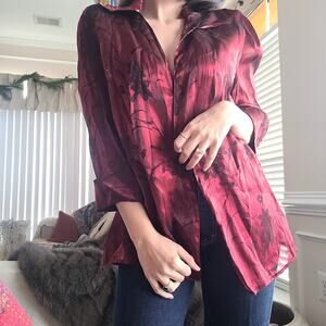 VTg Alex Burgundy Whimsygoth Flowy Blouse